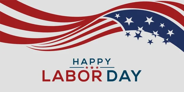 Happy Labor Day Vector greeting card or invitation card. Illustration of an American national holiday with a US flag.