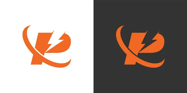 Initial Letter Lightning Bolt Logo Vector Design Black White Background —  Vetores de Stock