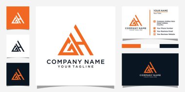 GH or HG initial letter logo design vector with business card design.