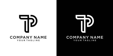 TP or PT Letter Logo Design Template Vector on black and white background.