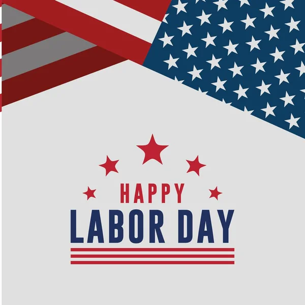 Happy Labor Day Vector greeting card or invitation card. Illustration of an American national holiday with a US flag.