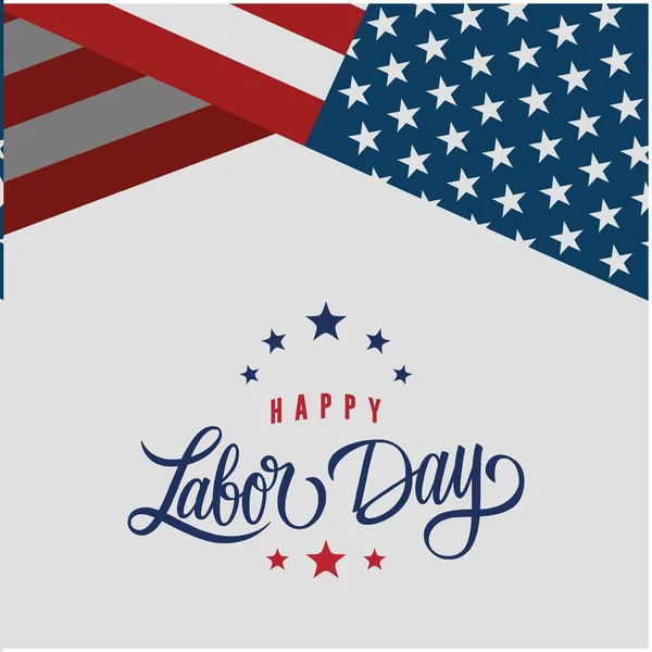 Happy Labor Day Vector greeting card or invitation card. Illustration of an American national holiday with a US flag.