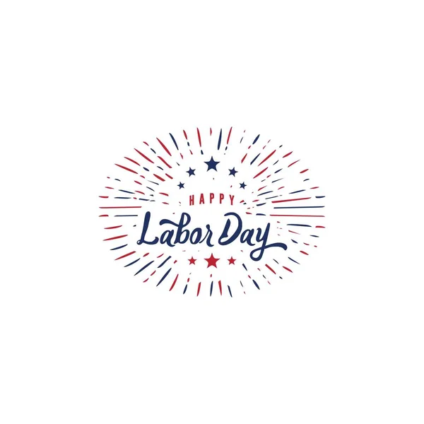 Happy Labor Day handwritten lettering.. Illustration of an American national holiday with a US flag.