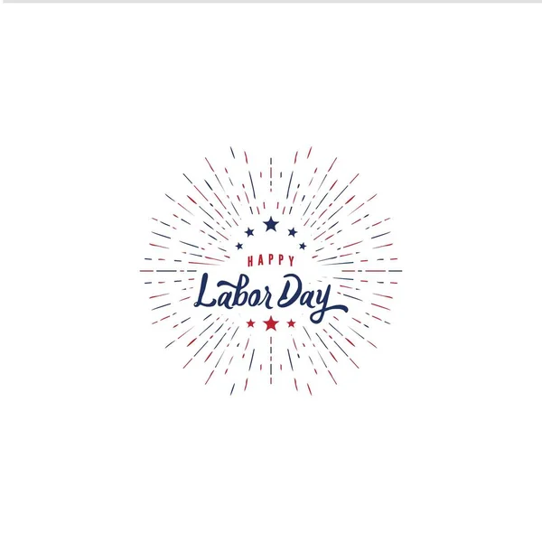 Happy Labor Day handwritten lettering.. Illustration of an American national holiday with a US flag.