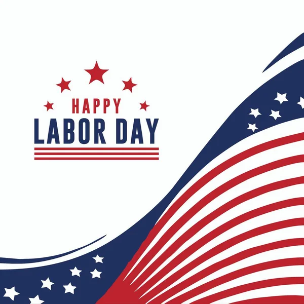 Happy Labor Day Vector greeting card or invitation card. Illustration of an American national holiday with a US flag.