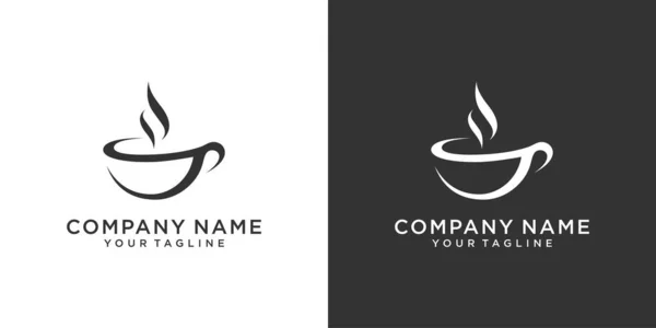 Coffee Cup Logo Template Vector Icon Design Black White Background — ストックベクタ