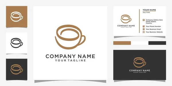 Coffee Cup Logo Template Vector Icon Design Business Card Design — Vetor de Stock