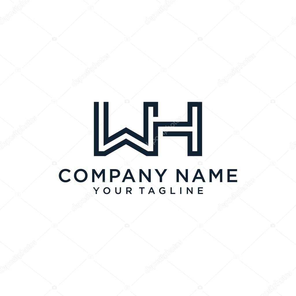 WH or HW initial letter logo design vector on white background.