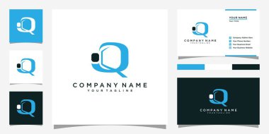 IQ or QI letter logo design template vector and business card