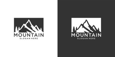 Mountain vector logo design template. Mountain logo on black and white background.