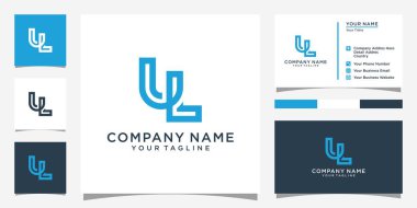 UL or LU letter logo design vector with business card design.