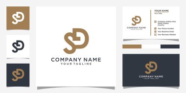 SD or DS initial letter logo design concept with business card design.