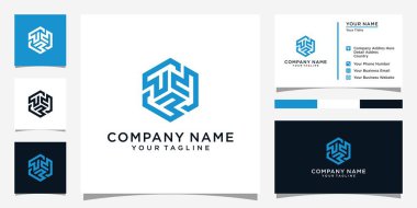 T or TT letter logo design template vector with business card design.