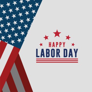 Happy Labor Day Vector greeting card or invitation card. Illustration of an American national holiday with a US flag.