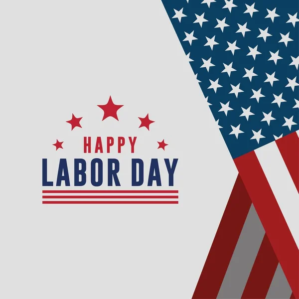 Happy Labor Day Vector greeting card or invitation card. Illustration of an American national holiday with a US flag.