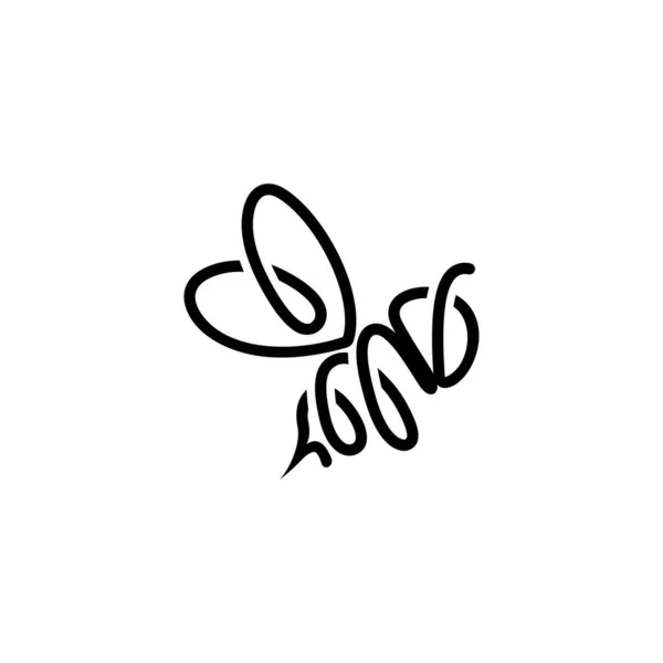 Bee Logo Icon Line Style Vector — 스톡 벡터