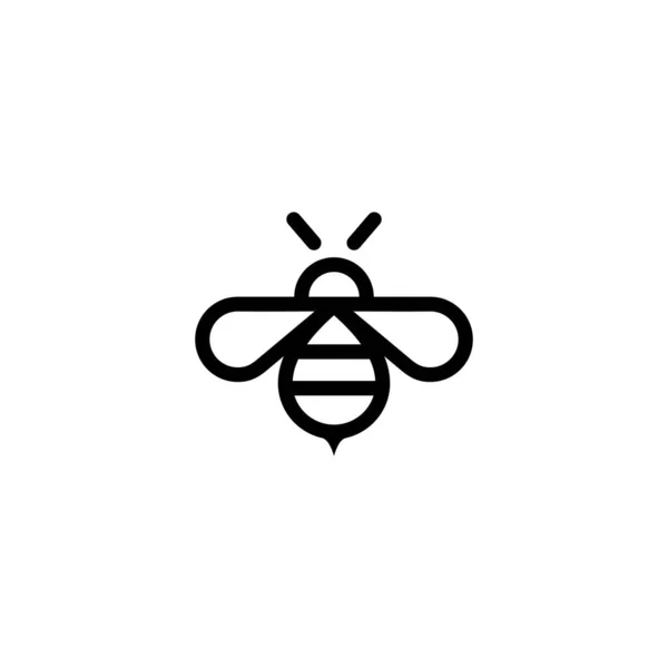 Bee Logo Icon Line Style Vector — Stok Vektör