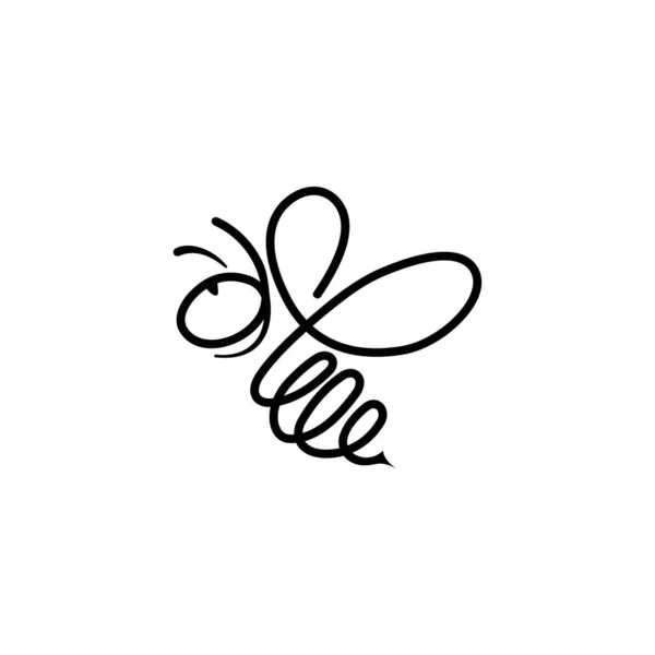 Bee Logo Icon Line Style Vector — Stok Vektör