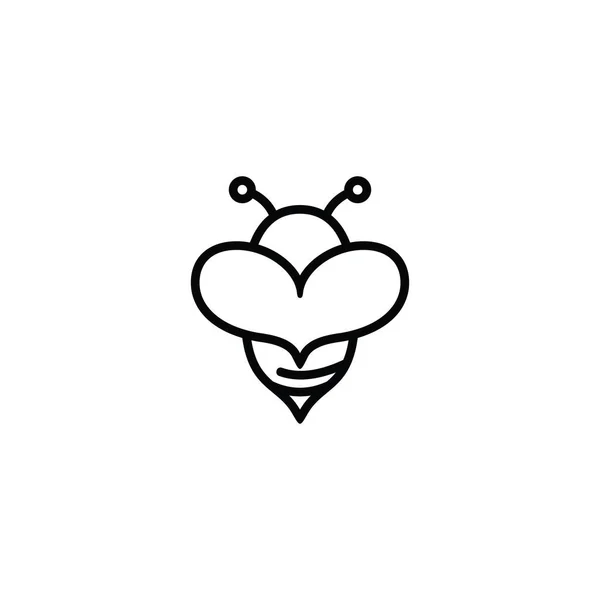 Bee Logo Icon Line Style Vector — Stockvektor