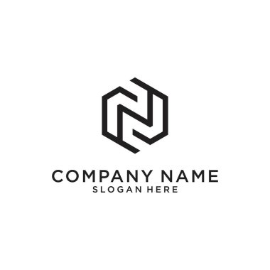 Letter N or NN monogram logo design vector on white background.