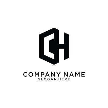 CH or HC initial letter logo design vector on white background.