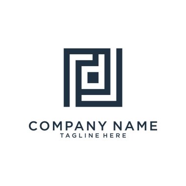 Initial letter D logo design vector template on white background.