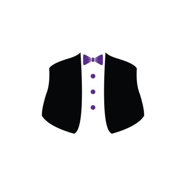 Tuxedo man logo design vector illustration. Tuxedo shirt. Tuxedo symbol illustration