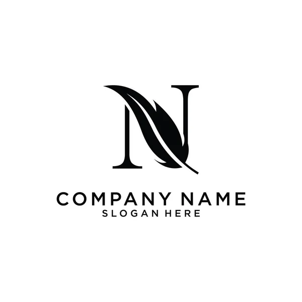 Initial Letter Logo Feather Concept Design Concept Luxury Feather Element — Vettoriale Stock