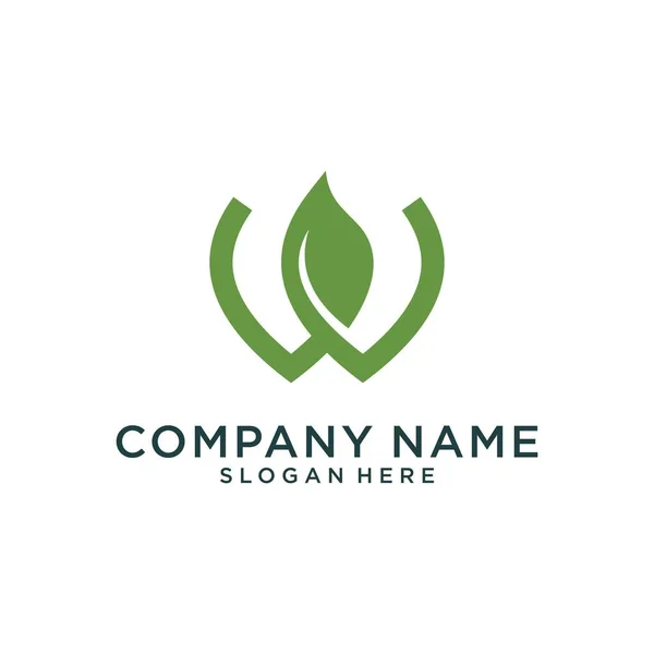 Initial Letter Leaf Luxury Logo Design Green Leaf Logo Template — ストックベクタ