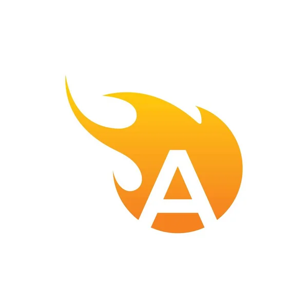 Initial Letter Fire Logo Vector Design White Background — Stok Vektör