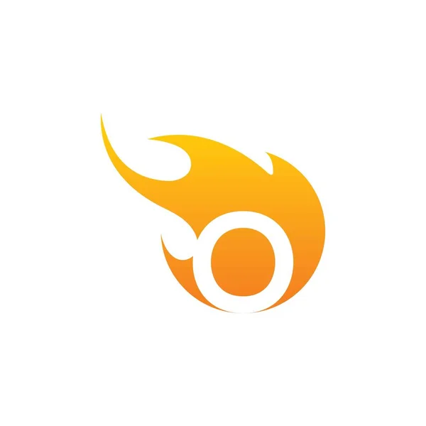 Initial Letter Fire Logo Vector Design White Background — Stok Vektör