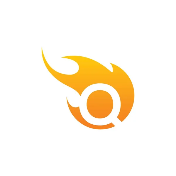 Initial Letter Fire Logo Vector Design White Background — 스톡 벡터