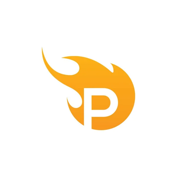 Initial Letter Fire Logo Vector Design White Background — Stockvector