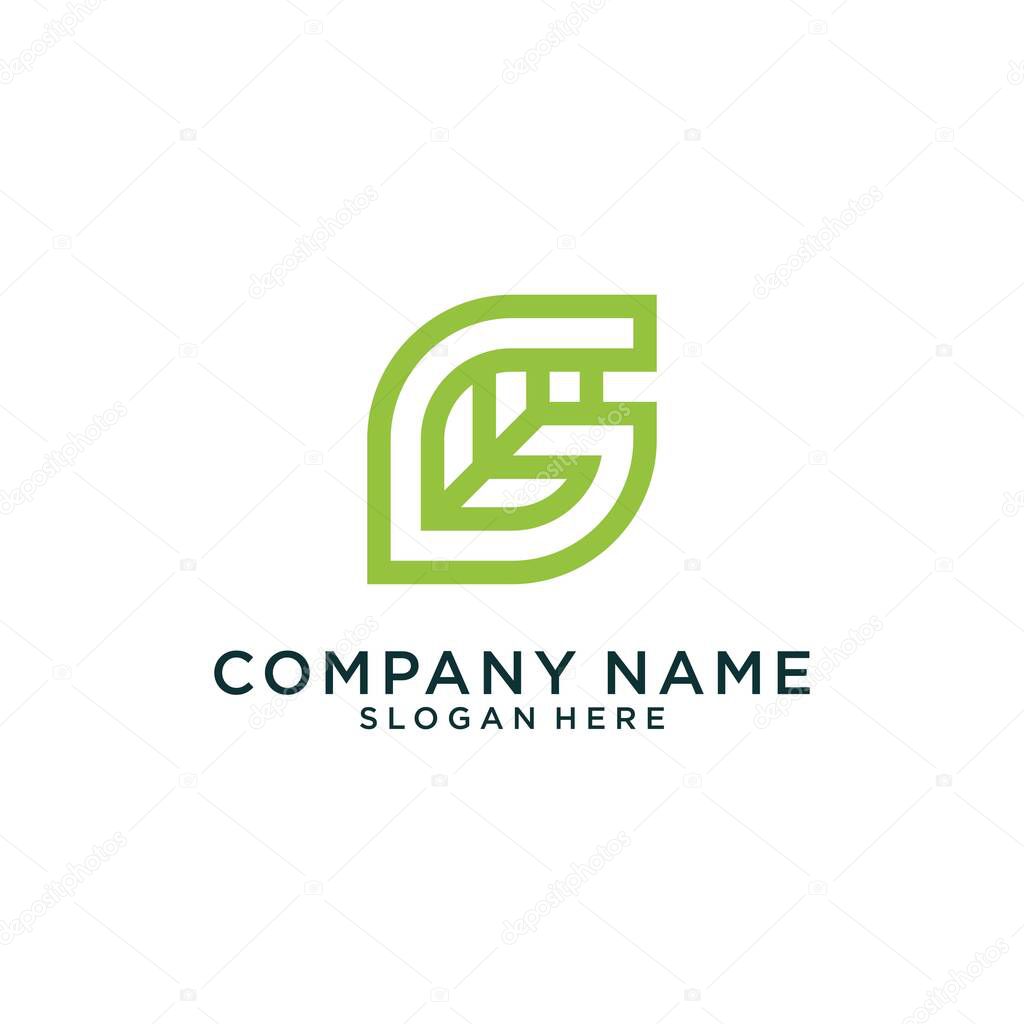 Initial letter G with leaf luxury logo design, Green leaf logo template vector design.