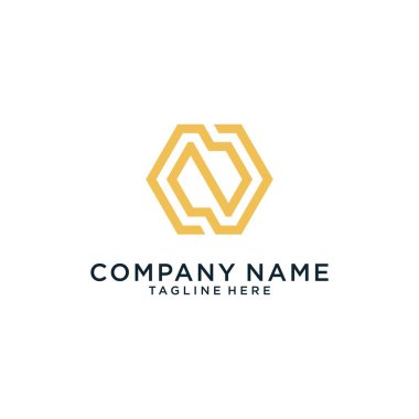 Initial letter N or NN logo design hexagon shape on white background.