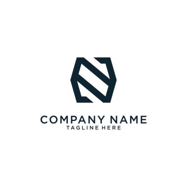 Initial letter N or NN logo design hexagon shape on white background.
