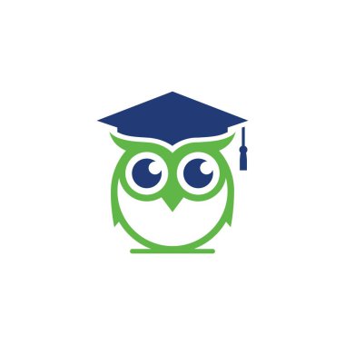 Owl vector logo design illustration with graduation hat. Education logo design.