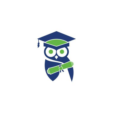 Owl vector logo design illustration with graduation hat. Education logo design.
