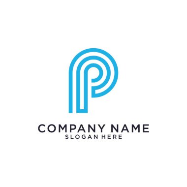 P Initial Letter Logo Design vector Template on white background.