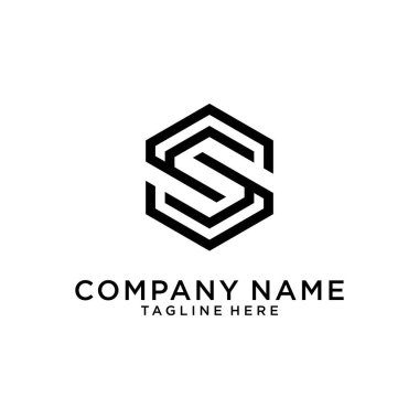 Initial letter S hexagon shape logo design concept on white background.