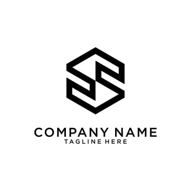 Initial letter S hexagon shape logo design concept on white background.