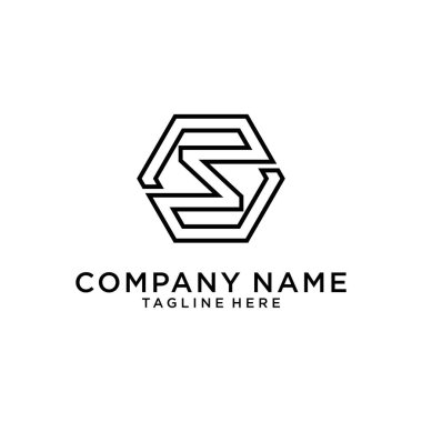 Initial letter S hexagon shape logo design concept on white background.