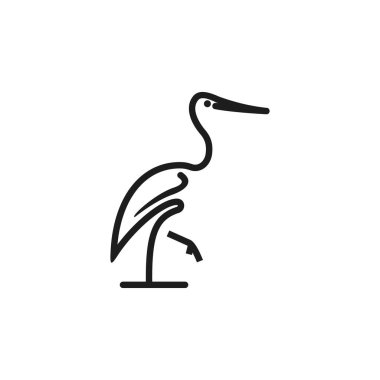 Heron outline design vector illustration. Line art heron logo design. Pelican Bird Logo Design vector template.
