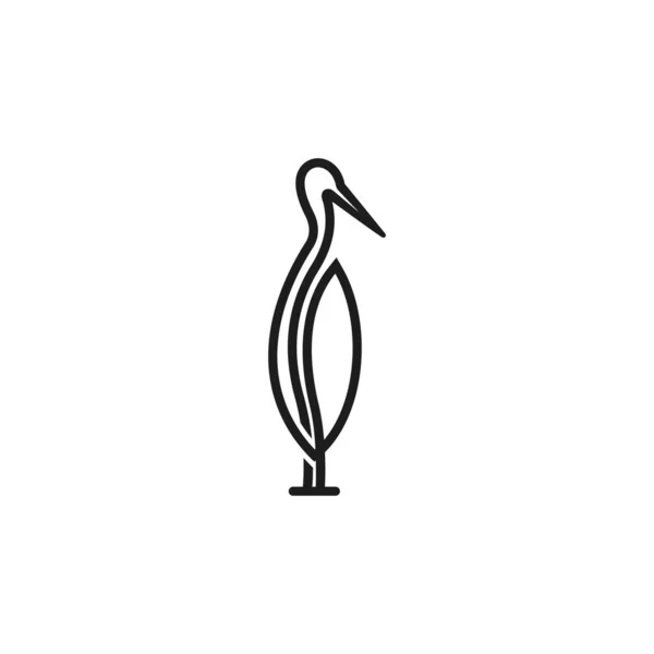 Heron Outline Design Vector Illustration Line Art Heron Logo Design — Stock vektor