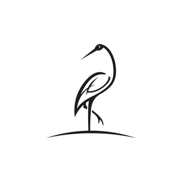 Heron Outline Design Vector Illustration Line Art Heron Logo Design — ストックベクタ