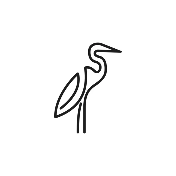 Heron Outline Design Vector Illustration Line Art Heron Logo Design — Stockvector