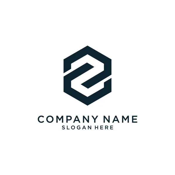 Initial Letter Hexagon Shape Logo Design Concept White Background —  Vetores de Stock