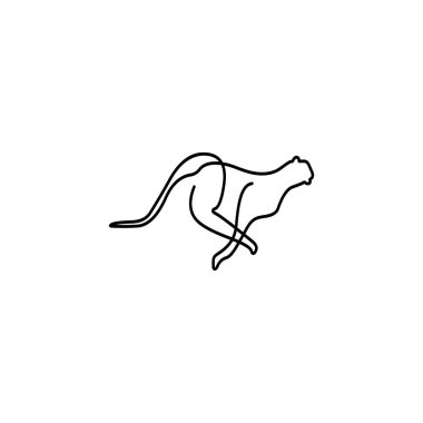 Cheetah outline vector logo design on white background. Creative cheetah logo that is jumping