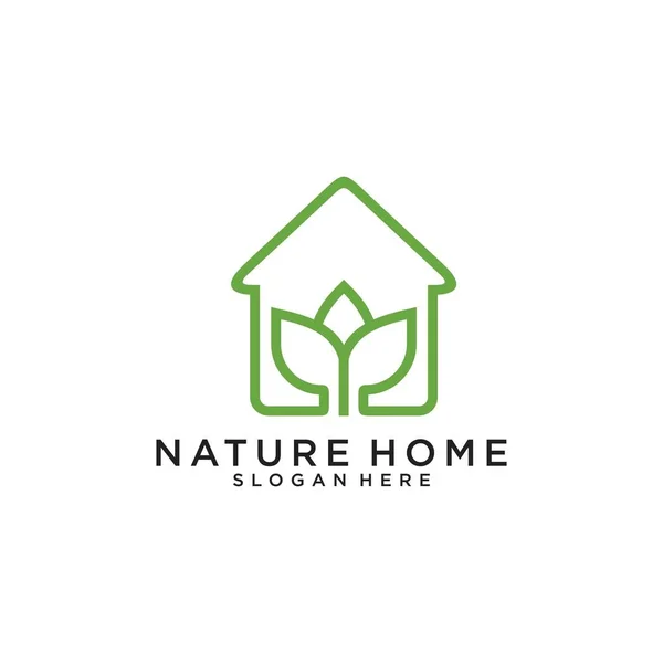 Home Nature Logo Vector Design Vector Logo Nature Green Leaf — ストックベクタ