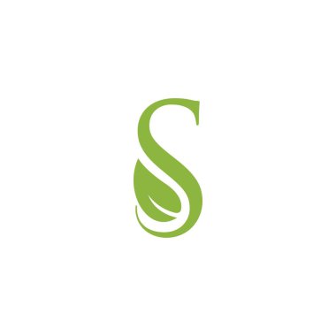 Initial Letter S Logo with leave vector design.